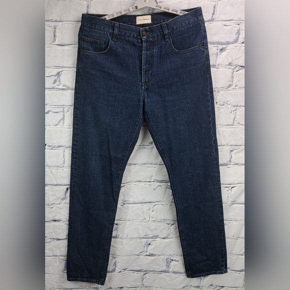 Oliver Spencer Men's Jeans Dark Blue Speckled Button Fly Size 34 Actual 35x32.5 - Picture 7 of 13